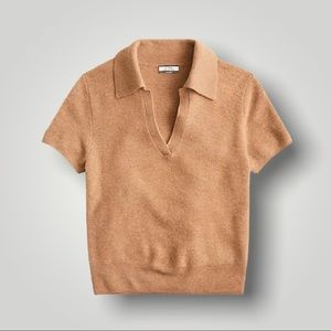 J.Crew Featherweight cashmere collared short-sleeve sweater - s. XS - Tan